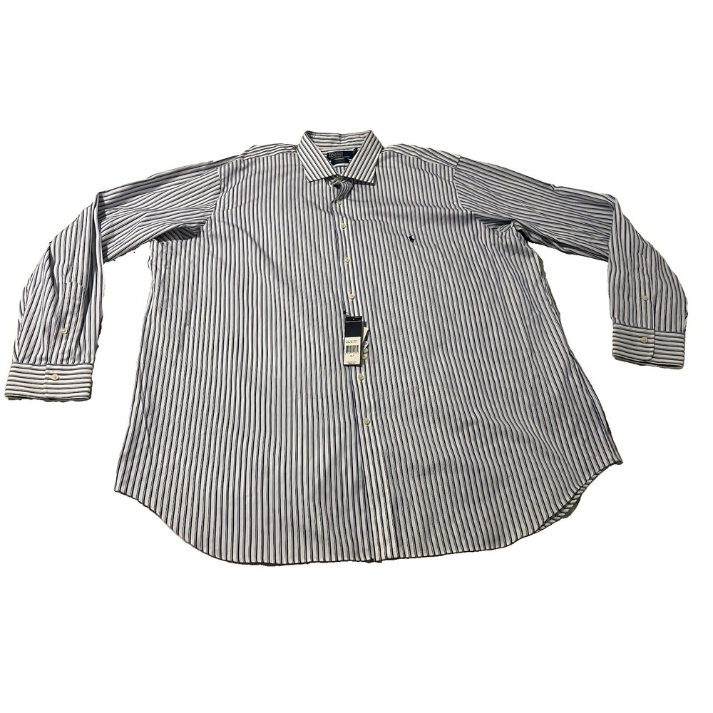 Polo Ralph Lauren Stanton Classic Fit Shirt Men Large Blue White Stripe NWT